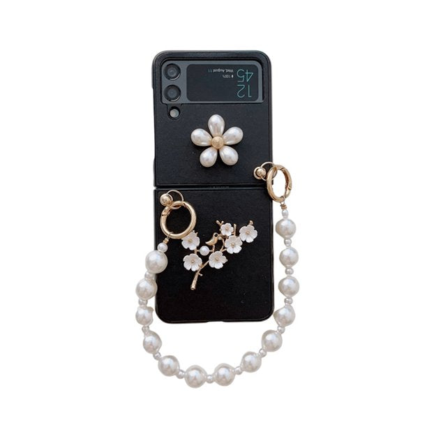 Floral Pearl Chain Flip Case
