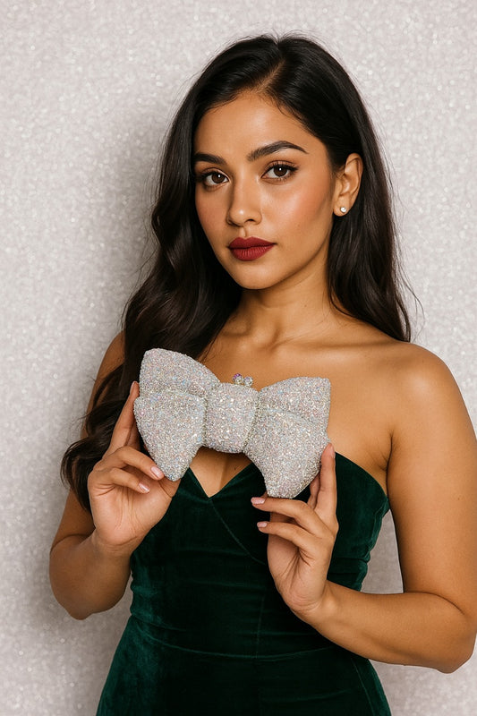 Zoe Bow Silver Clutch