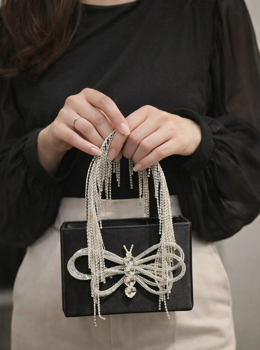 Luxury Diamonds Black Bow Bag