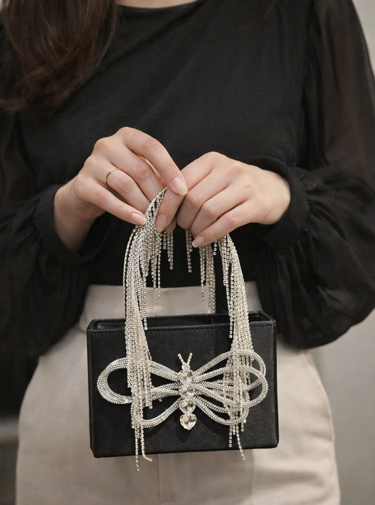 Luxury Diamonds Black Bow Bag