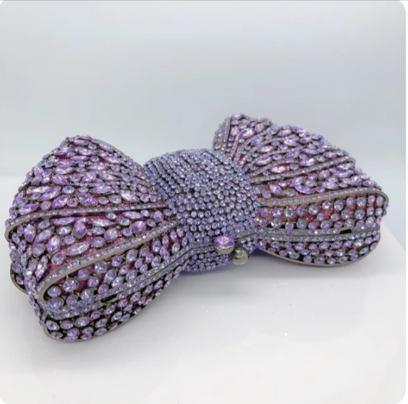 Lavender Bow Stone clutch