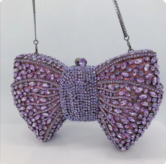 Lavender Bow Stone clutch