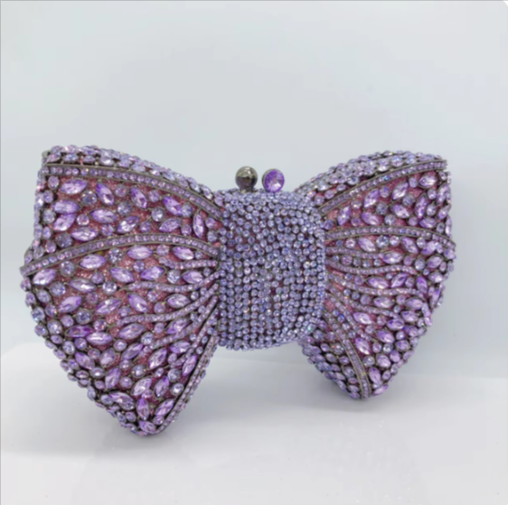 Lavender Bow Stone clutch