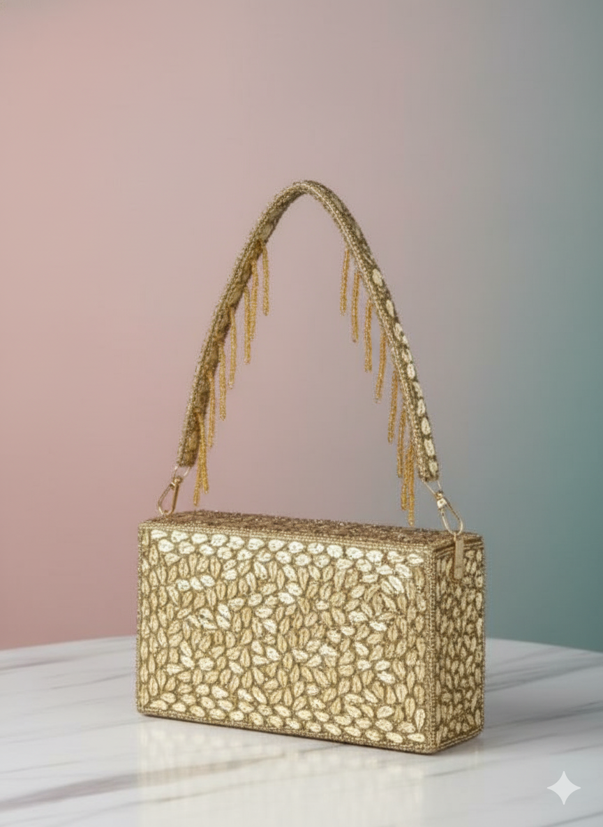 Glittery Golden Mirrored Handbag
