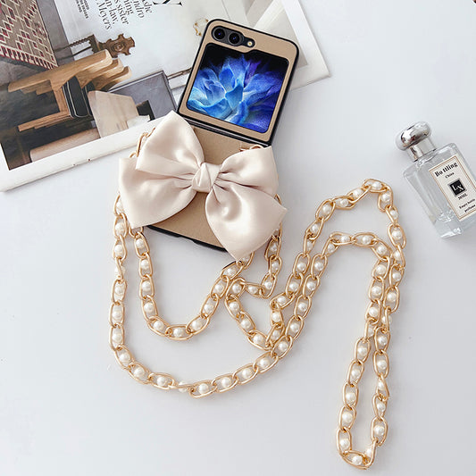 Luxury White Bow Z Flip 5 Case
