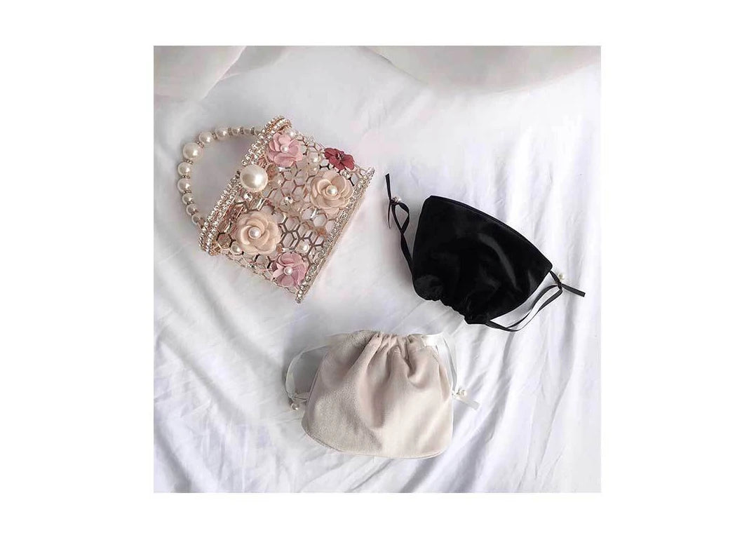 Flower Pearl Bucket Bag