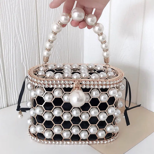 Luxury Pearl Cage Hand Bag