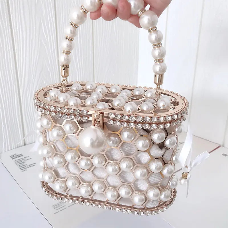 Luxury Pearl Cage Hand Bag