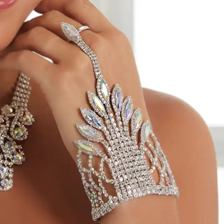 Hollow Crystal Bangle Hand Chain  Bracelet