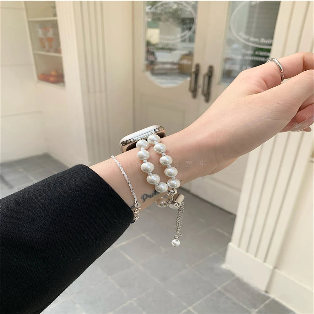 Double Layer Pearl iWatch Strap