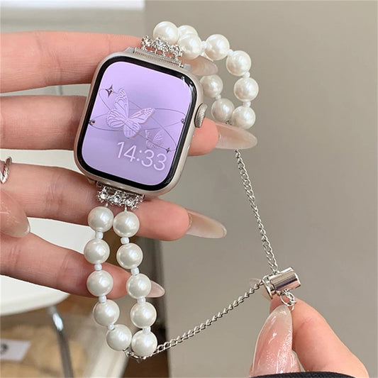 Double Layer Pearl iWatch Strap