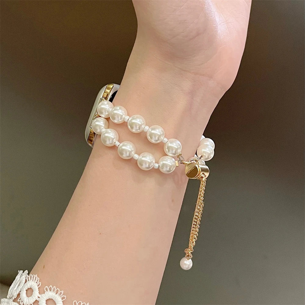 Double Layer Pearl iWatch Strap