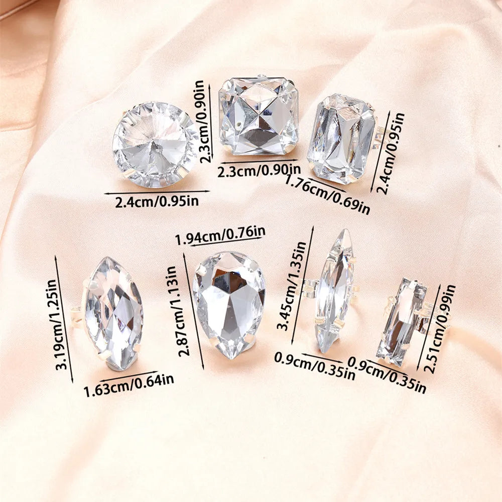 Crystal Geometric Women Rhinestone Adjustable Finger Rings