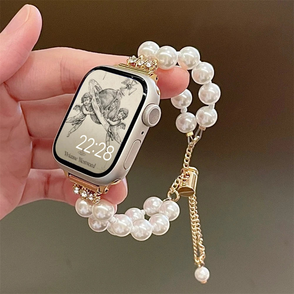 Double Layer Pearl iWatch Strap