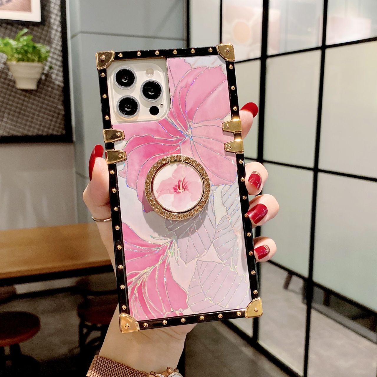 Premium Petals Print Square Case