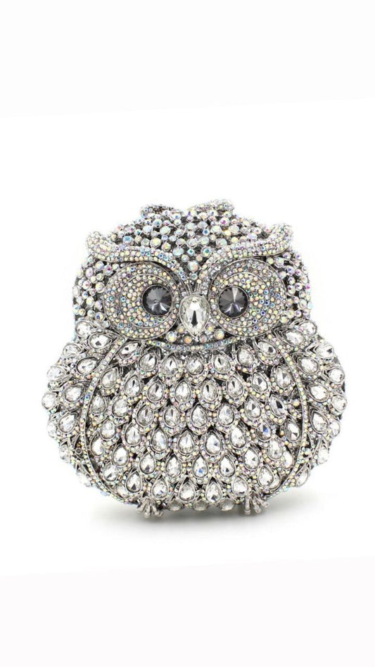 Luxury Sliver Owl Clutch