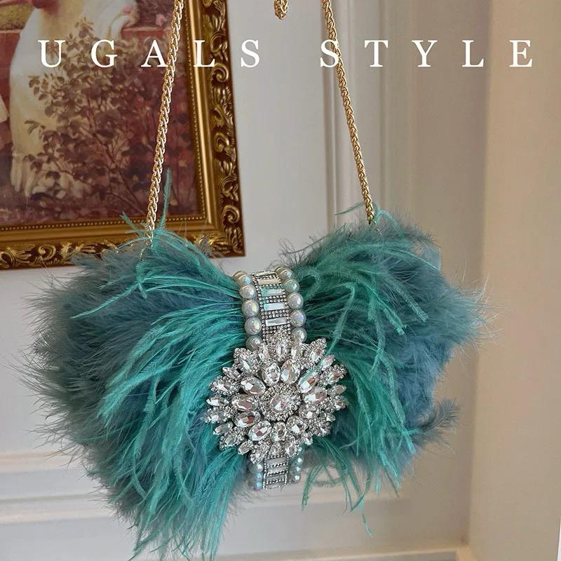 Leo Green Feather Handbag