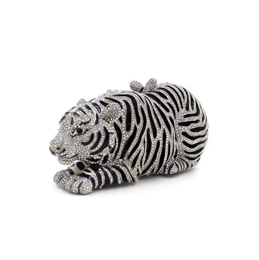 Posh Silver Tiger Clutch