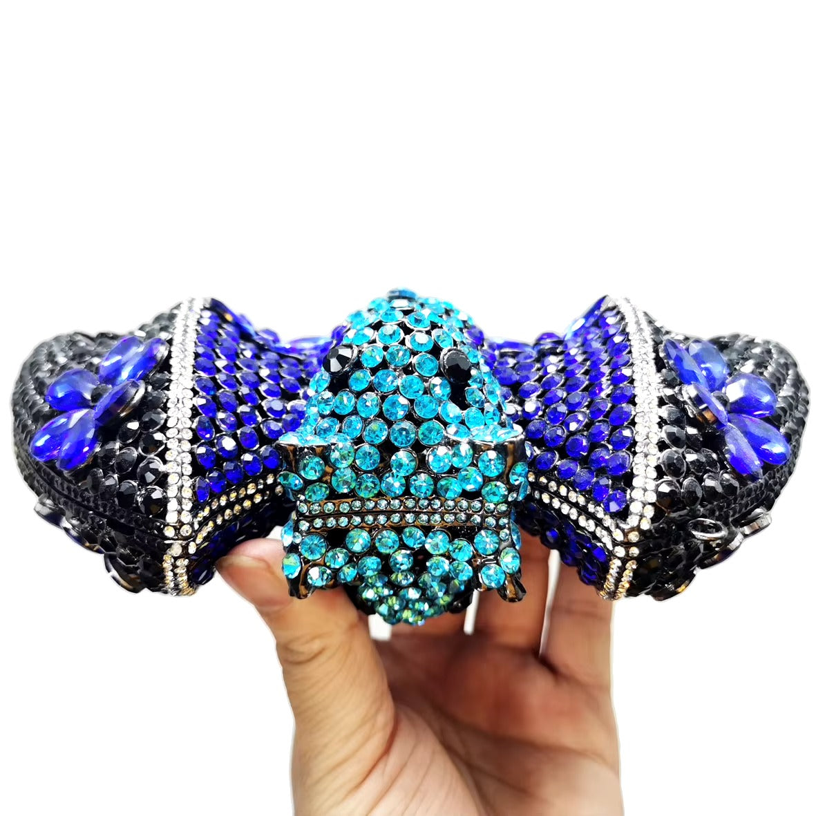 Shimmer Midnight Blue Bat Clutch