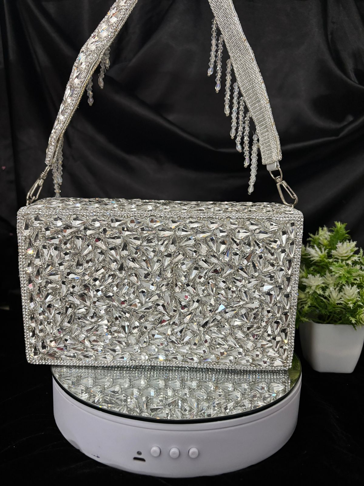 Glittery Silver Mirrored Handbag