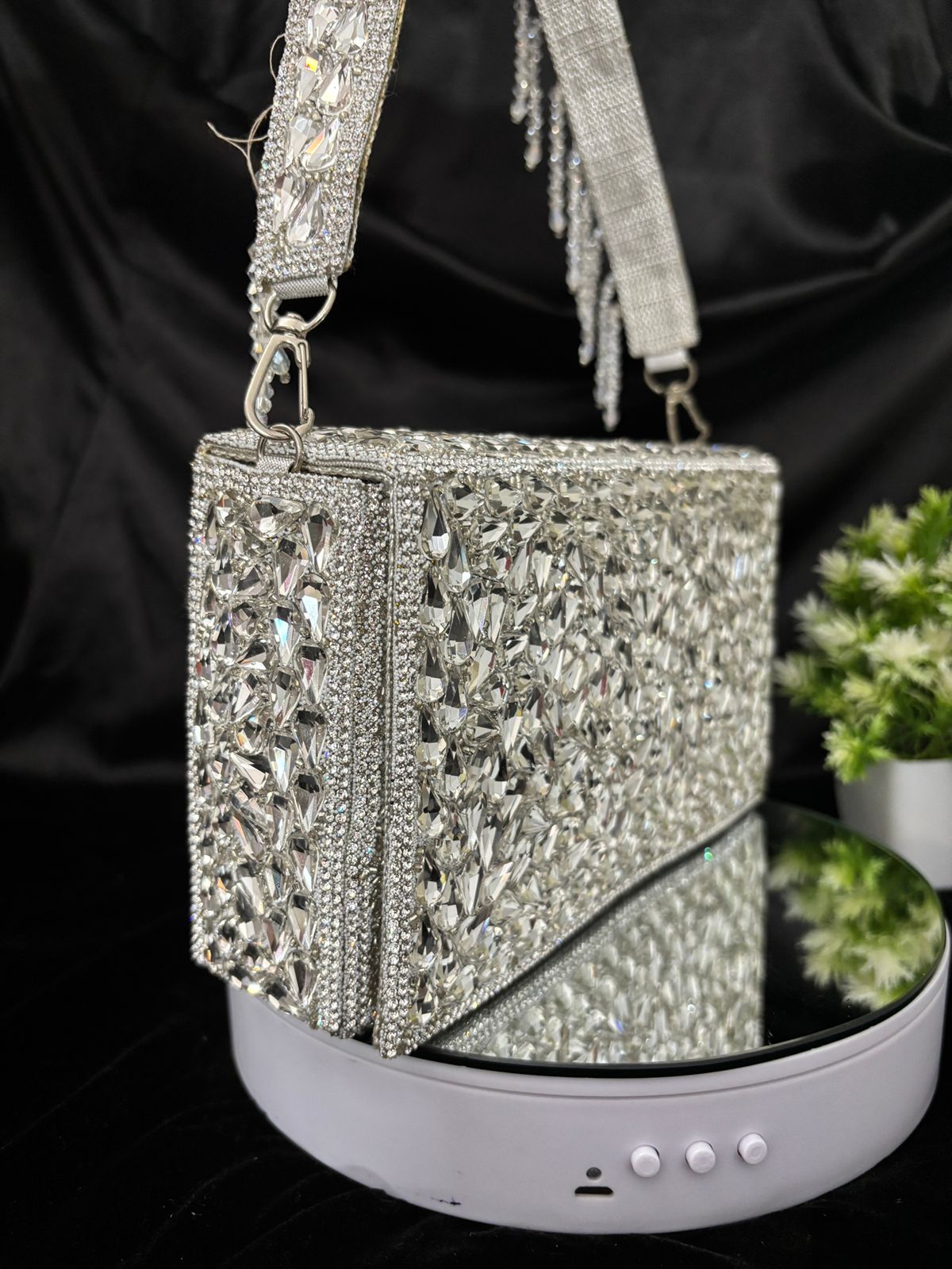 Glittery Silver Mirrored Handbag