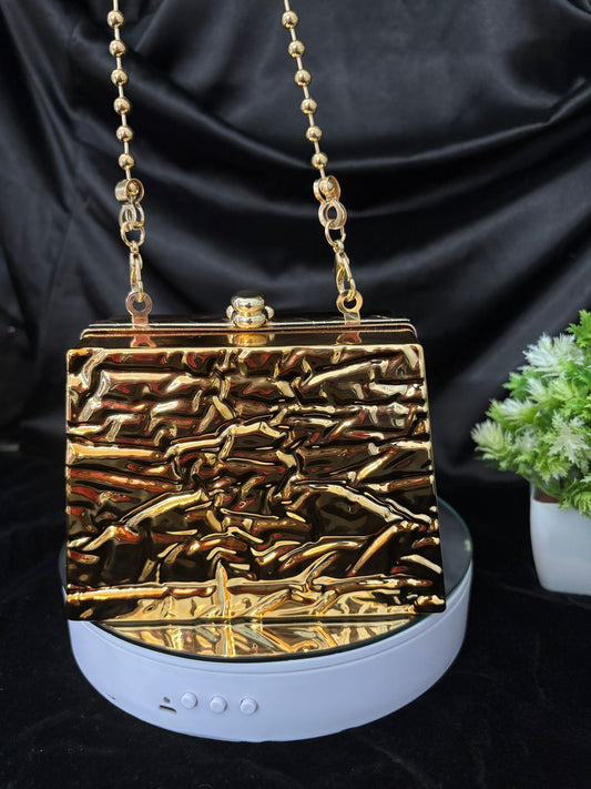 Luxe Wave Golden Clutch