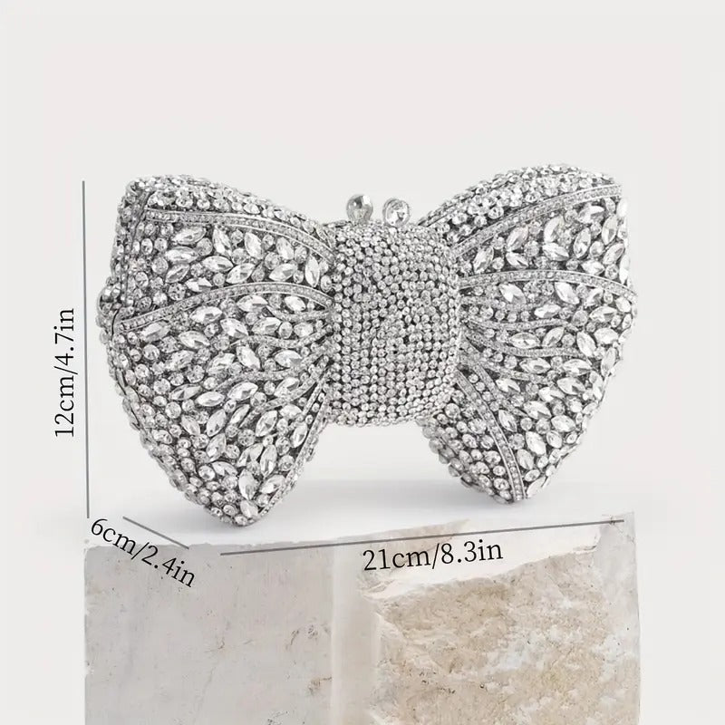 Radiant Silver Bow Clutch