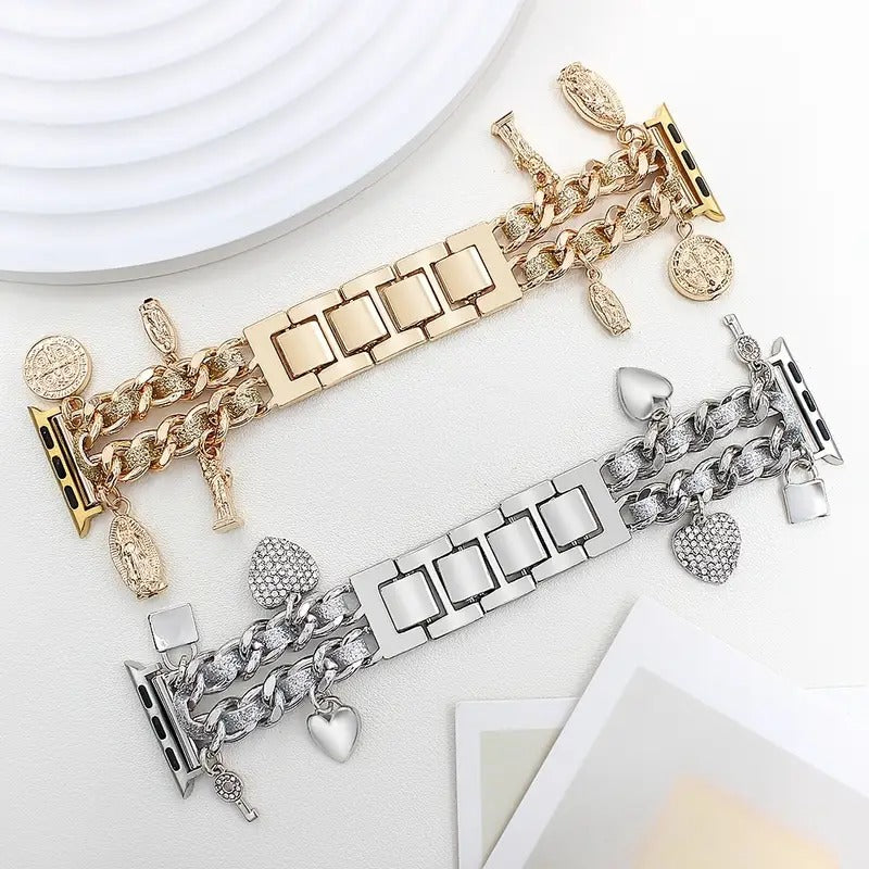 Crystal iWatch Straps Heart Charm