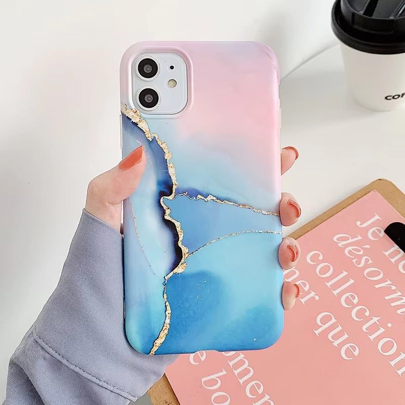 Aqua Blush Marble Iphone  Case