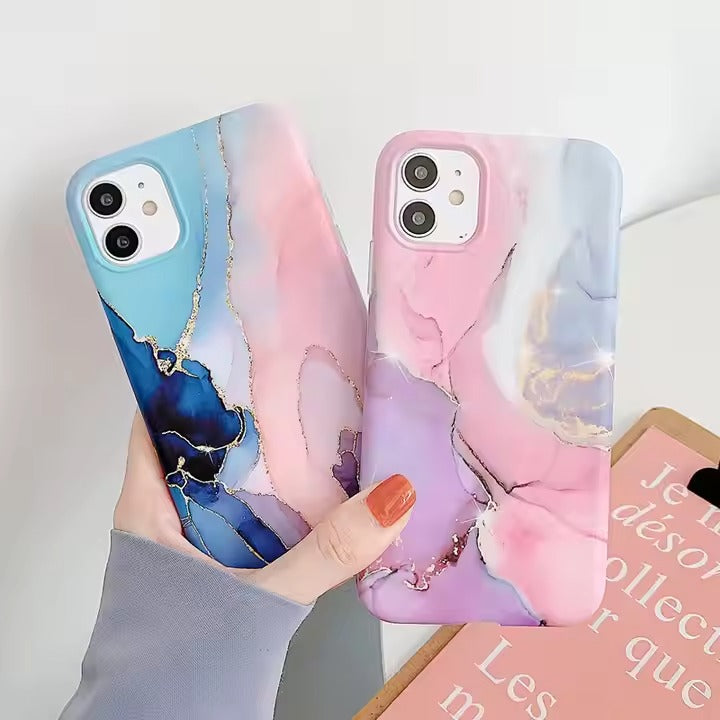 Aqua Blush Marble Iphone  Case