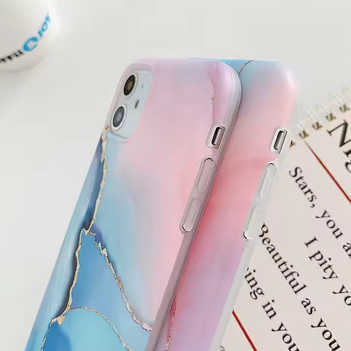 Aqua Blush Marble Iphone  Case