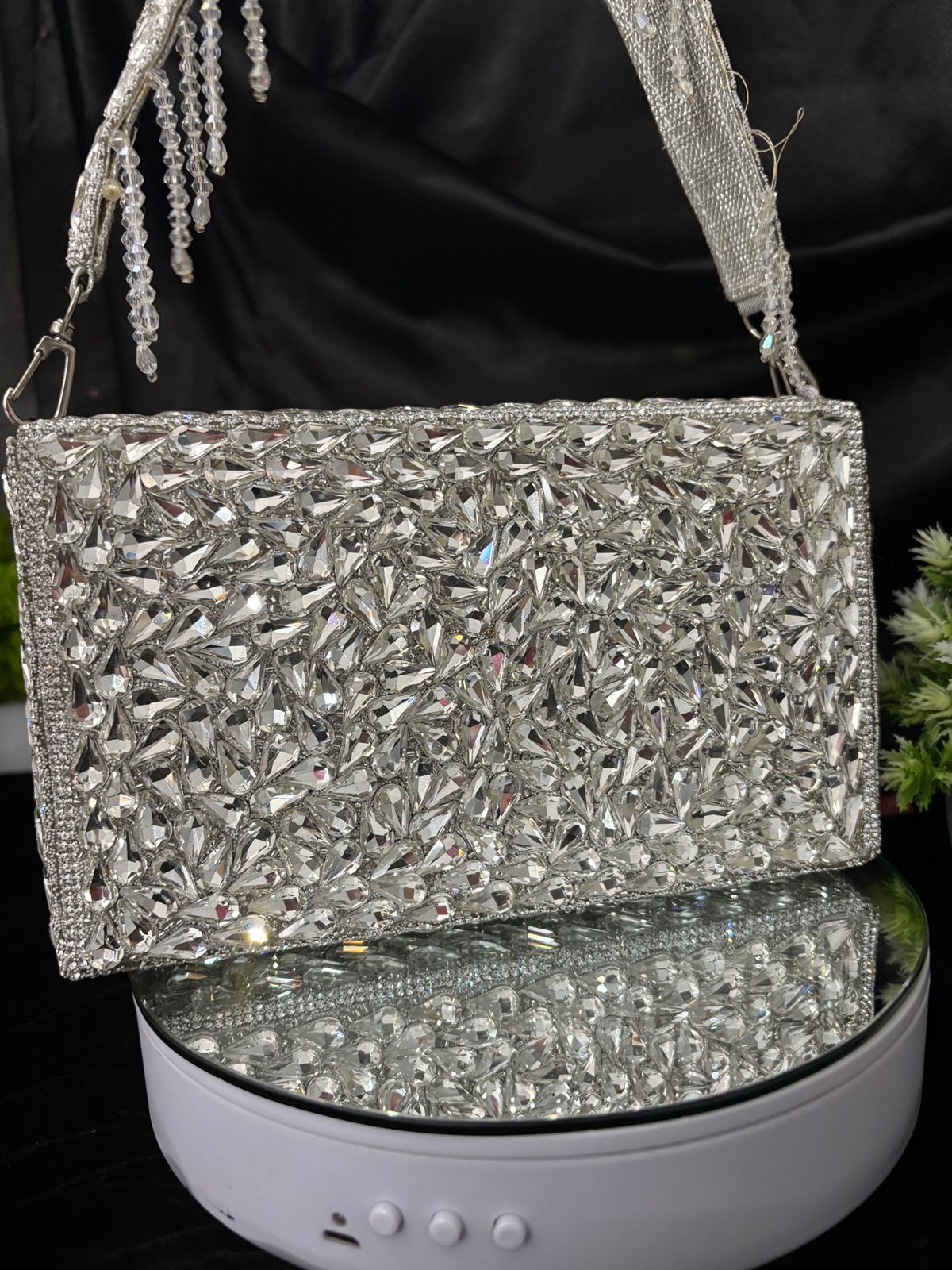 Glittery Silver Mirrored Handbag