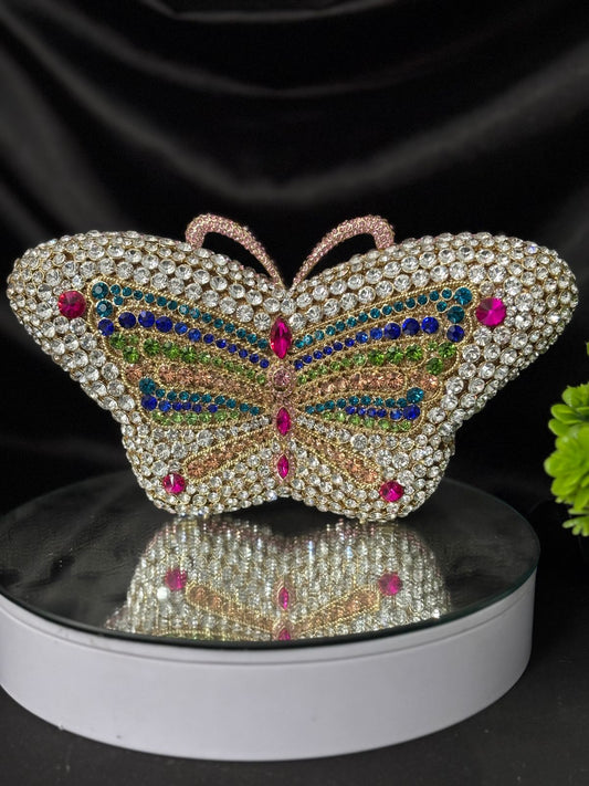 Glittery Pink Silver butterfly