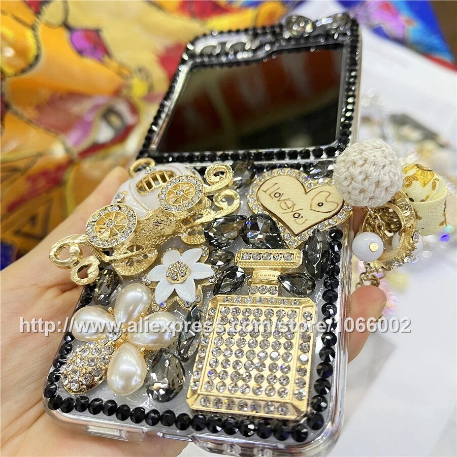 Luxury Gold Paris Studded Z flip 5 Case