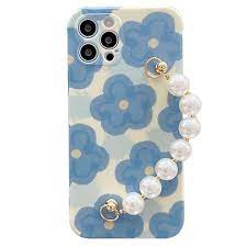 Luxury Blue Pearl Floral Chain Case