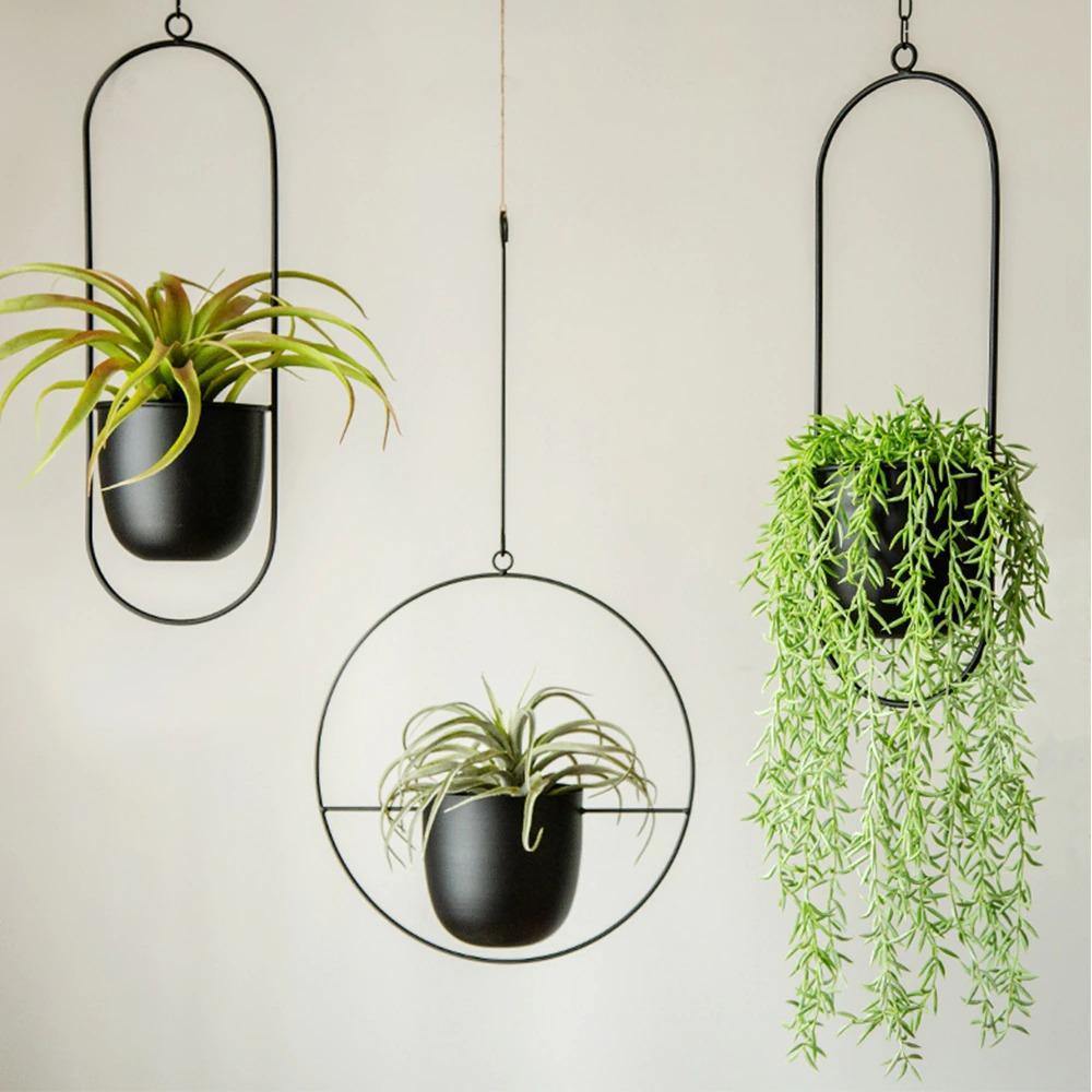 Symmetric Metal Hanging Planters