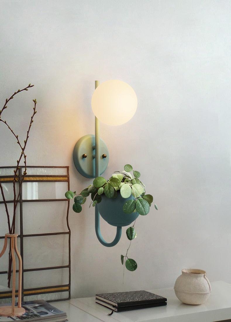 Round Wall Lamp & Planter